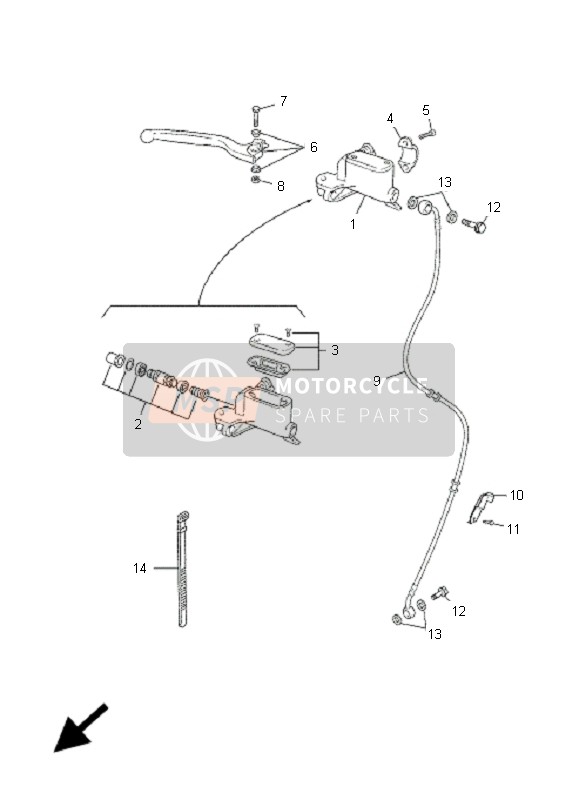 Yamaha TZR50 2009 Front Master Cylinder for a 2009 Yamaha TZR50